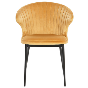 Set di 2 sedie da pranzo con rivestimento in velluto giallo e gambe nere retrò industriale