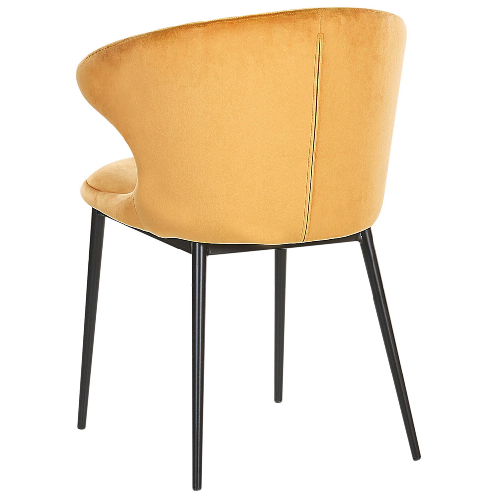 Set di 2 sedie da pranzo con rivestimento in velluto giallo e gambe nere retrò industriale