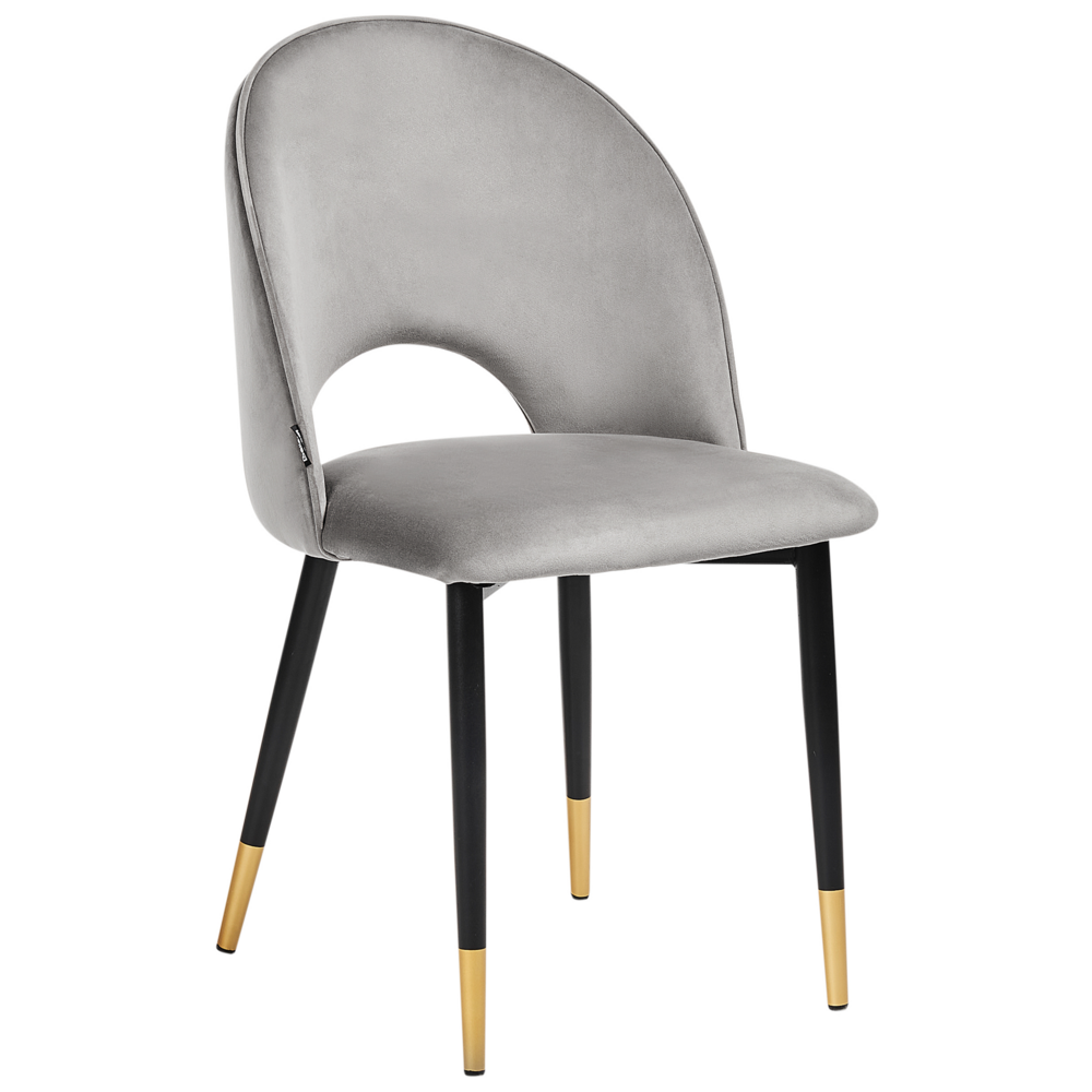 Set di 2 sedie da pranzo rivestimento in velluto grigio gambe nere glamour retrò