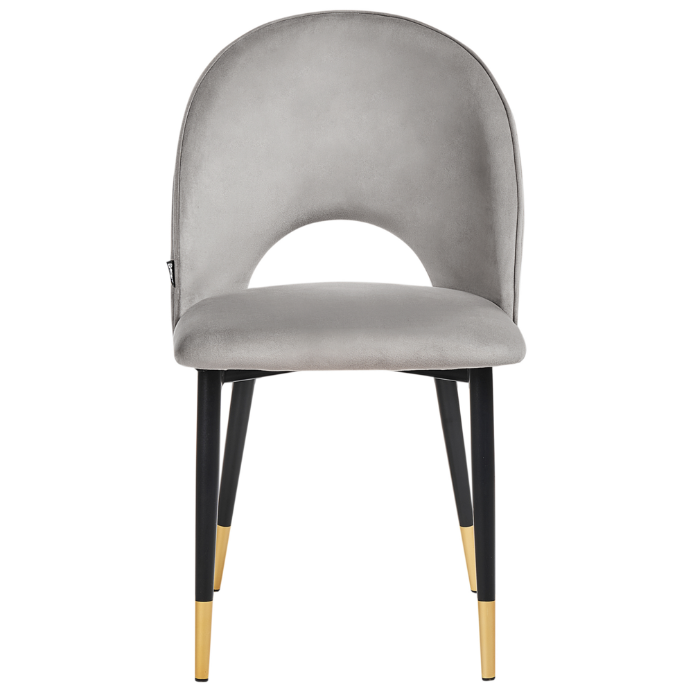 Set di 2 sedie da pranzo rivestimento in velluto grigio gambe nere glamour retrò