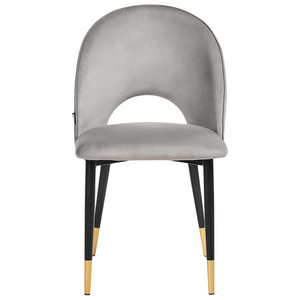 Set di 2 sedie da pranzo rivestimento in velluto grigio gambe nere glamour retrò