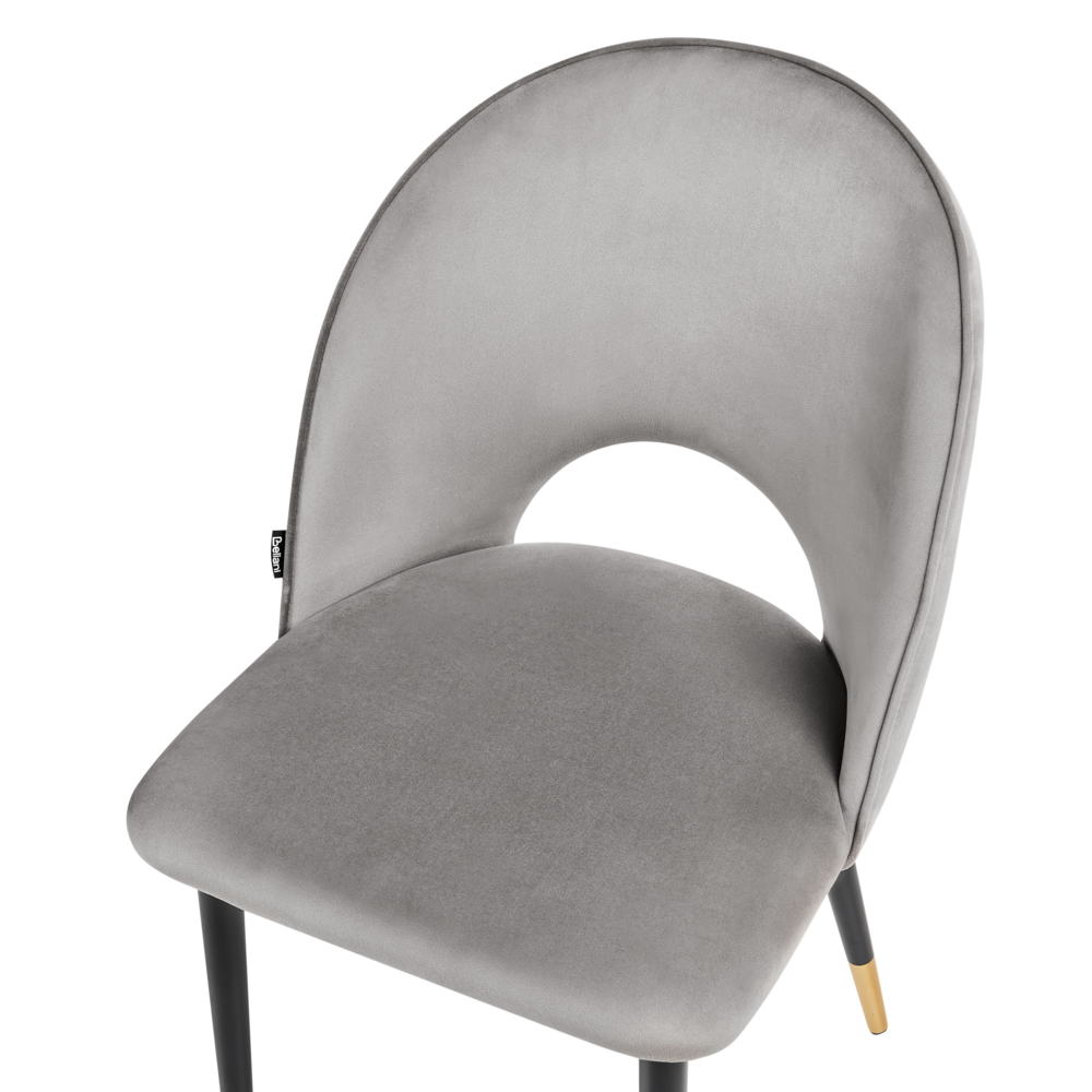 Set di 2 sedie da pranzo rivestimento in velluto grigio gambe nere glamour retrò