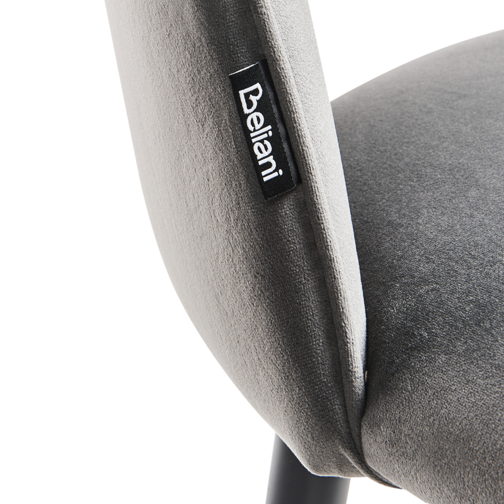 Set di 2 sedie da pranzo rivestimento in velluto grigio gambe nere glamour retrò