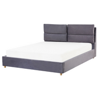 Letto matrimoniale con contenitore velluto grigio 160 x 200 cm
