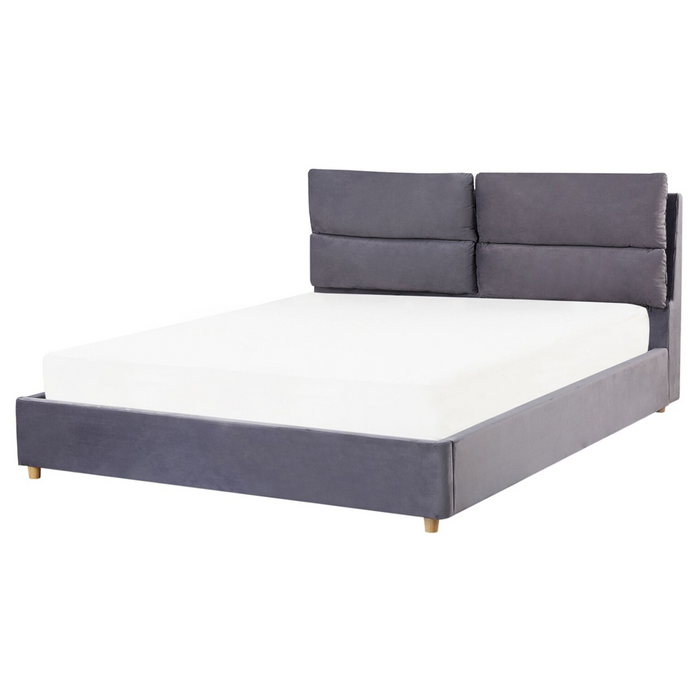 Letto matrimoniale con contenitore velluto grigio 160 x 200 cm