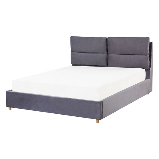 Letto matrimoniale con contenitore velluto grigio 140 x 200 cm