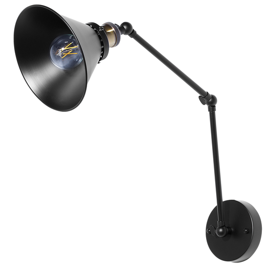 Set di 2 Lampade da Parete applique in Metallo Nero Braccio Orientabile Industriale