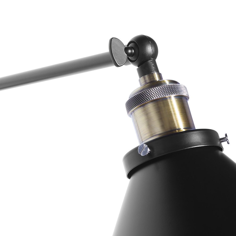 Set di 2 Lampade da Parete applique in Metallo Nero Braccio Orientabile Industriale