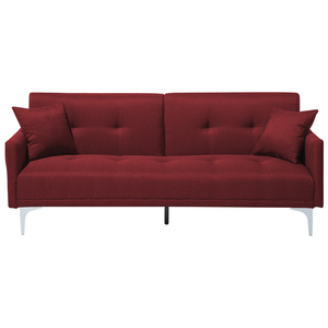Divano Letto Rosso Scuro 3 Posti Seduta Con Bottoni Click Clack