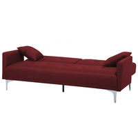 Divano Letto Rosso Scuro 3 Posti Seduta Con Bottoni Click Clack