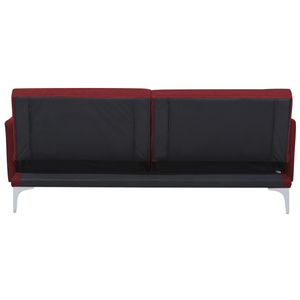 Divano Letto Rosso Scuro 3 Posti Seduta Con Bottoni Click Clack
