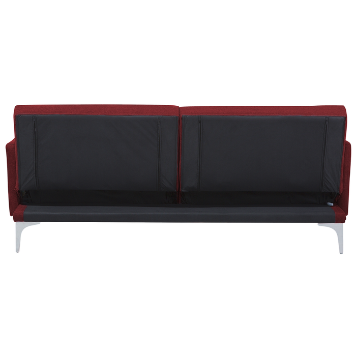 Divano Letto Rosso Scuro 3 Posti Seduta Con Bottoni Click Clack