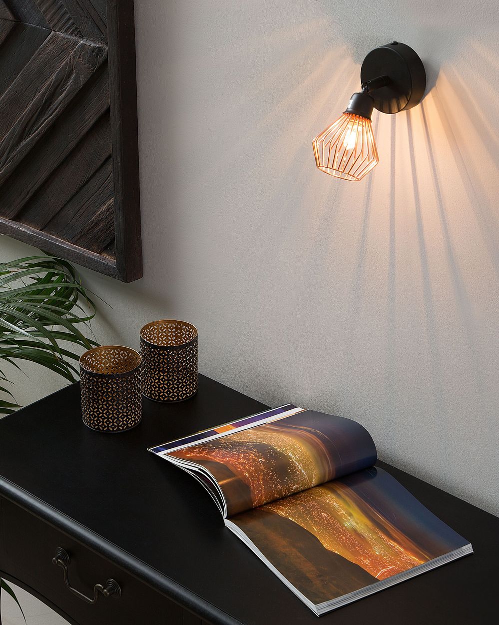 Set di 2 Lampade da Parete applique Rame Metallo Applique Orientabile Industriale