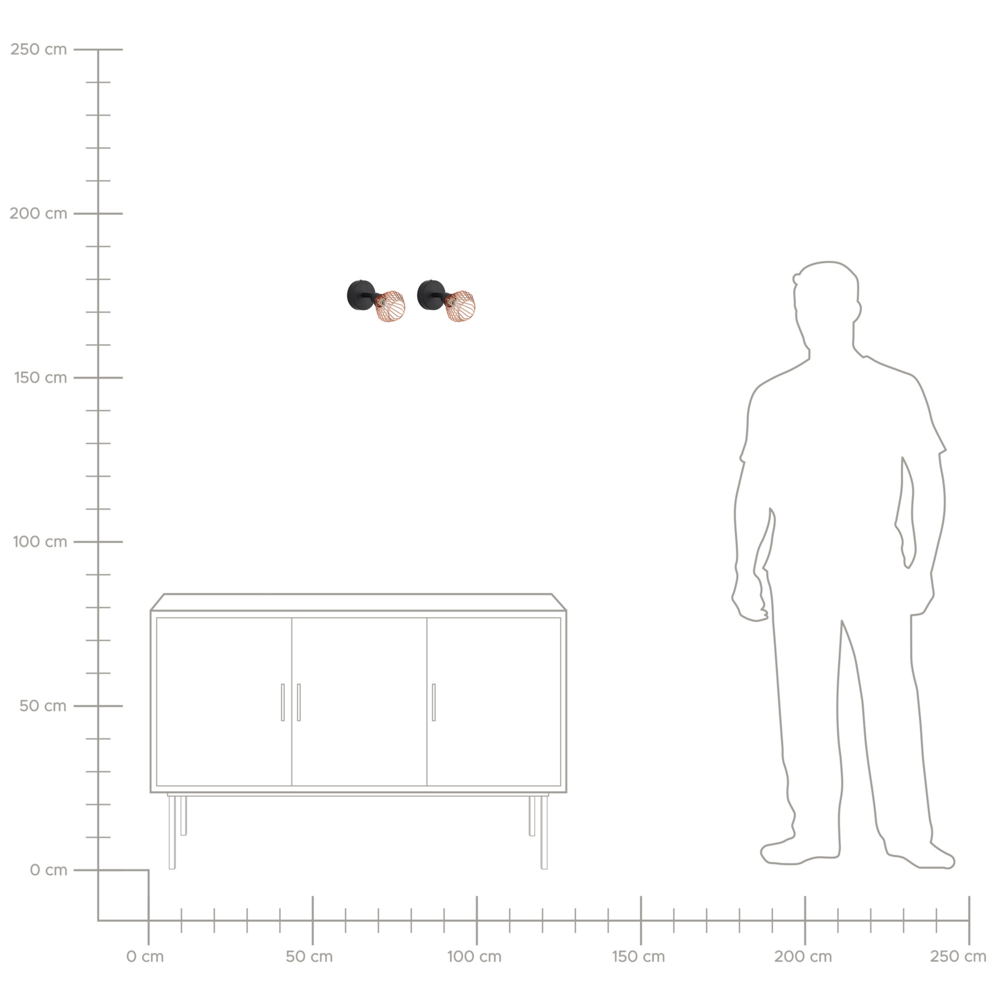Set di 2 Lampade da Parete applique Rame Metallo Applique Orientabile Industriale
