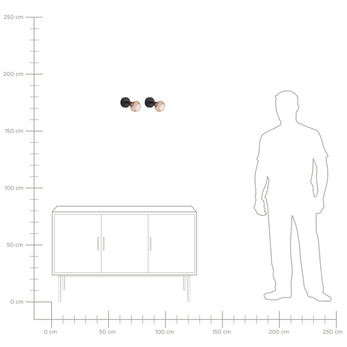Set di 2 Lampade da Parete applique Rame Metallo Applique Orientabile Industriale