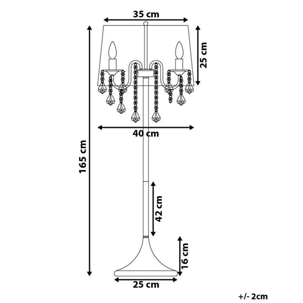 Lampada da terra paralume in policotone grigio 170 cm con paralume a tamburo perline di cristallo