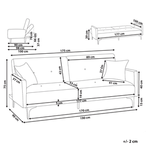 Divano Letto Rosso Scuro 3 Posti Seduta Con Bottoni Click Clack