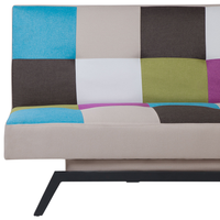 Divano Letto Rivestimento Tessuto Patchwork Multicolore 3 Posti Meccanismo Click Clack
