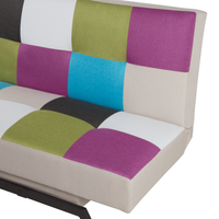 Divano Letto Rivestimento Tessuto Patchwork Multicolore 3 Posti Meccanismo Click Clack