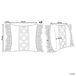Set di 2 cuscini decorativi in macramè di cotone beige 40 x 45 cm con nappe in corda Boho Retro Decor accessori