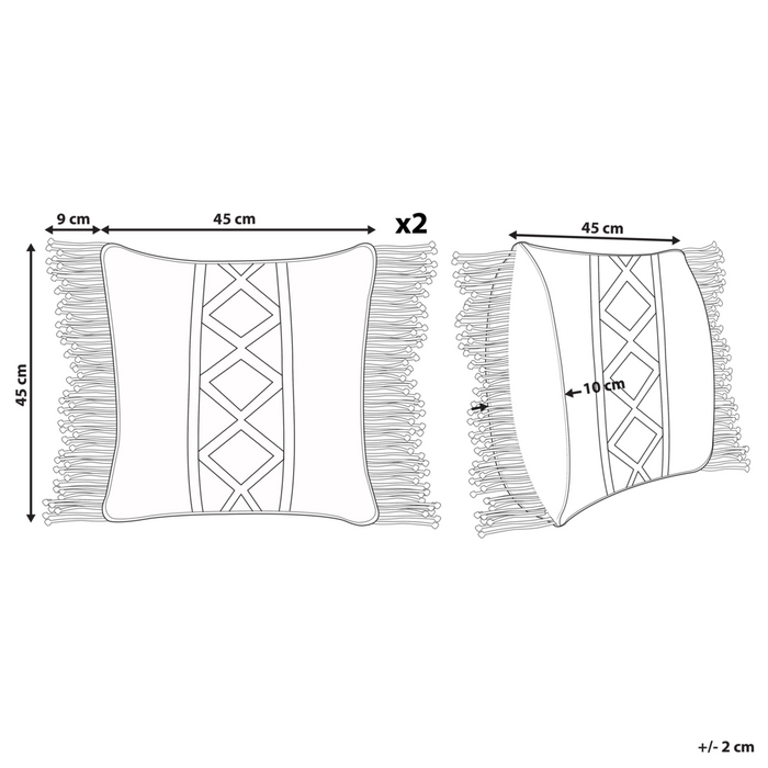 Set di 2 cuscini decorativi in macramè di cotone beige 40 x 45 cm con nappe in corda Boho Retro Decor accessori