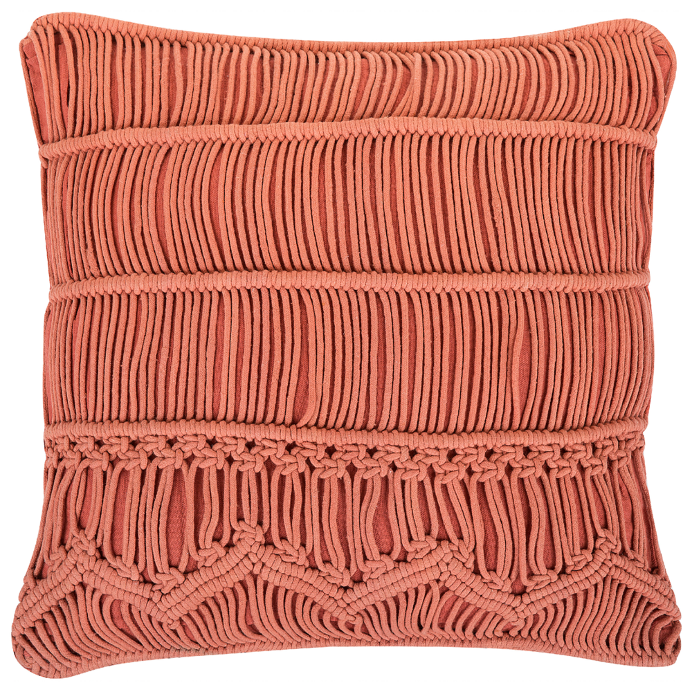 Set di 2 cuscini decorativi in cotone arancione macramè 45 x 45 cm corda Boho Retro Decor accessori