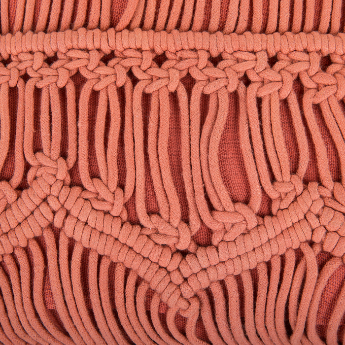 Set di 2 cuscini decorativi in cotone arancione macramè 45 x 45 cm corda Boho Retro Decor accessori