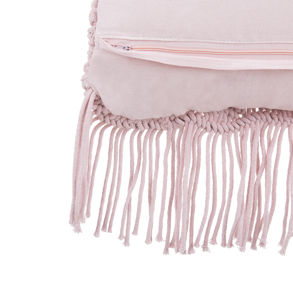 Set di 2 cuscini decorativi in macramè di cotone rosa 40 x 40 cm con nappe in corda Boho Retro Decor accessori