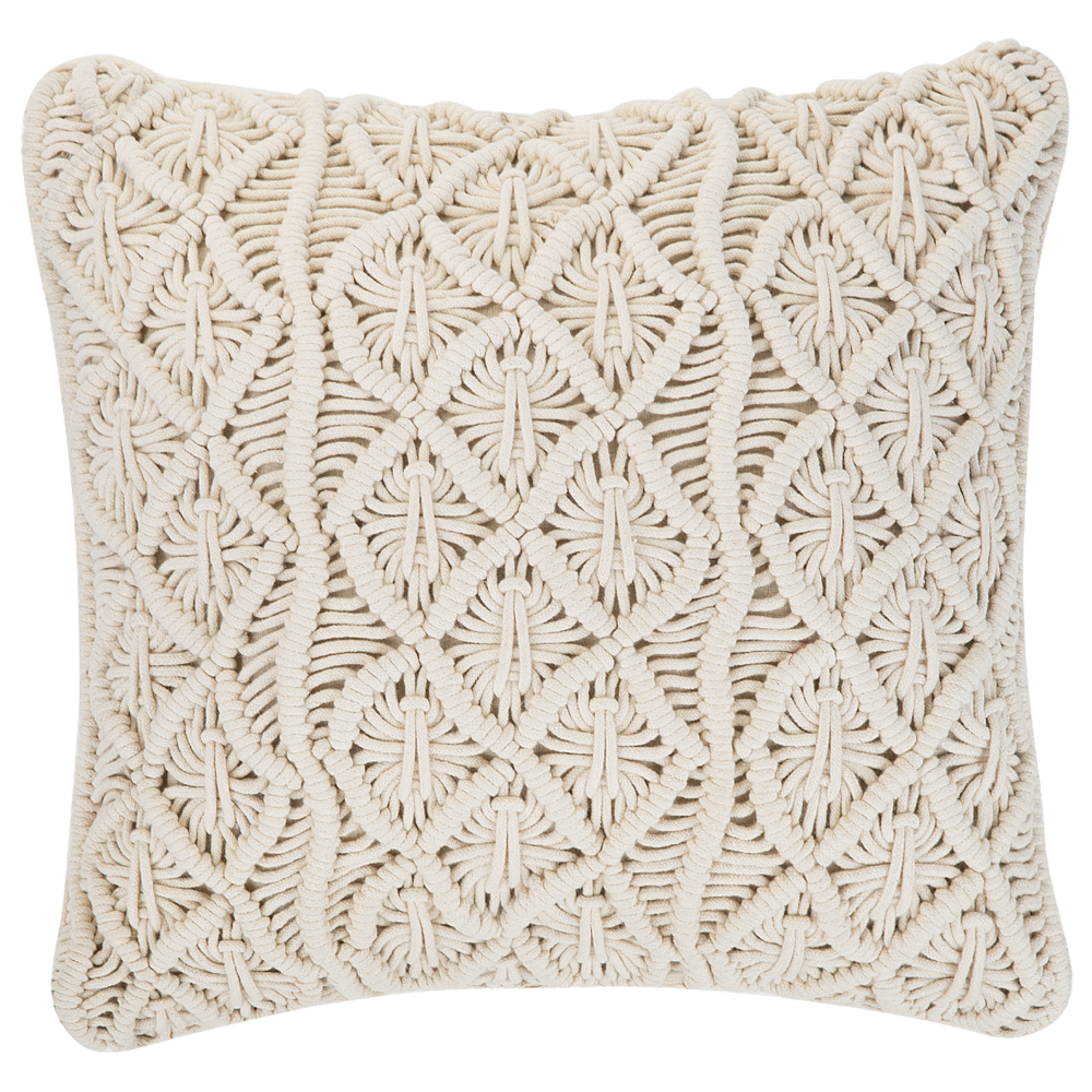 Set di 2 cuscini decorativi in cotone macramè beige chiaro 45 x 45 cm Corda Boho Retro Decor Accessori