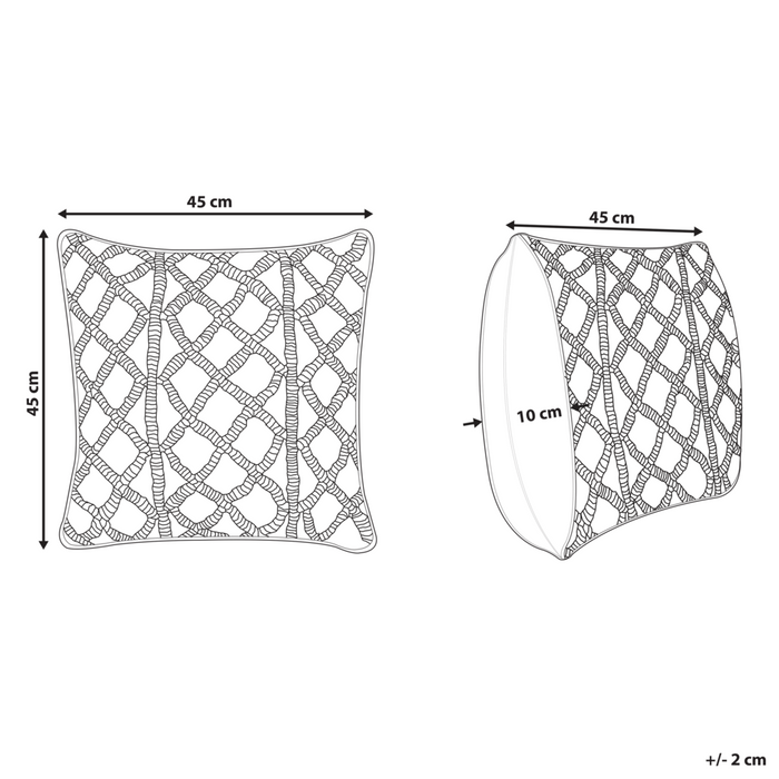 Set di 2 cuscini decorativi in cotone macramè beige chiaro 45 x 45 cm Corda Boho Retro Decor Accessori