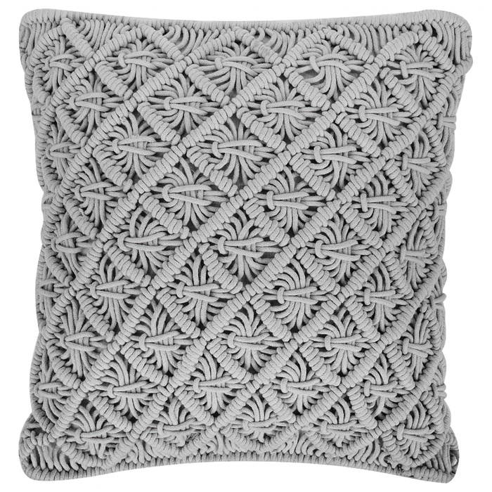 Set di 2 cuscini decorativi in macramè di cotone grigio 45 x 40 cm Corda Boho Retro Decor Accessori