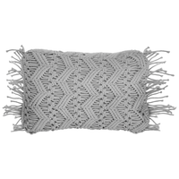 Set di 2 cuscini decorativi grigio cotone macramè 30 x 45 cm con nappe corda Boho Retro Decor accessori