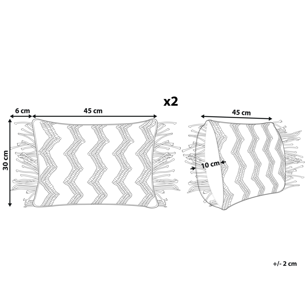 Set di 2 cuscini decorativi grigio cotone macramè 30 x 45 cm con nappe corda Boho Retro Decor accessori