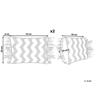 Set di 2 cuscini decorativi grigio cotone macramè 30 x 45 cm con nappe corda Boho Retro Decor accessori