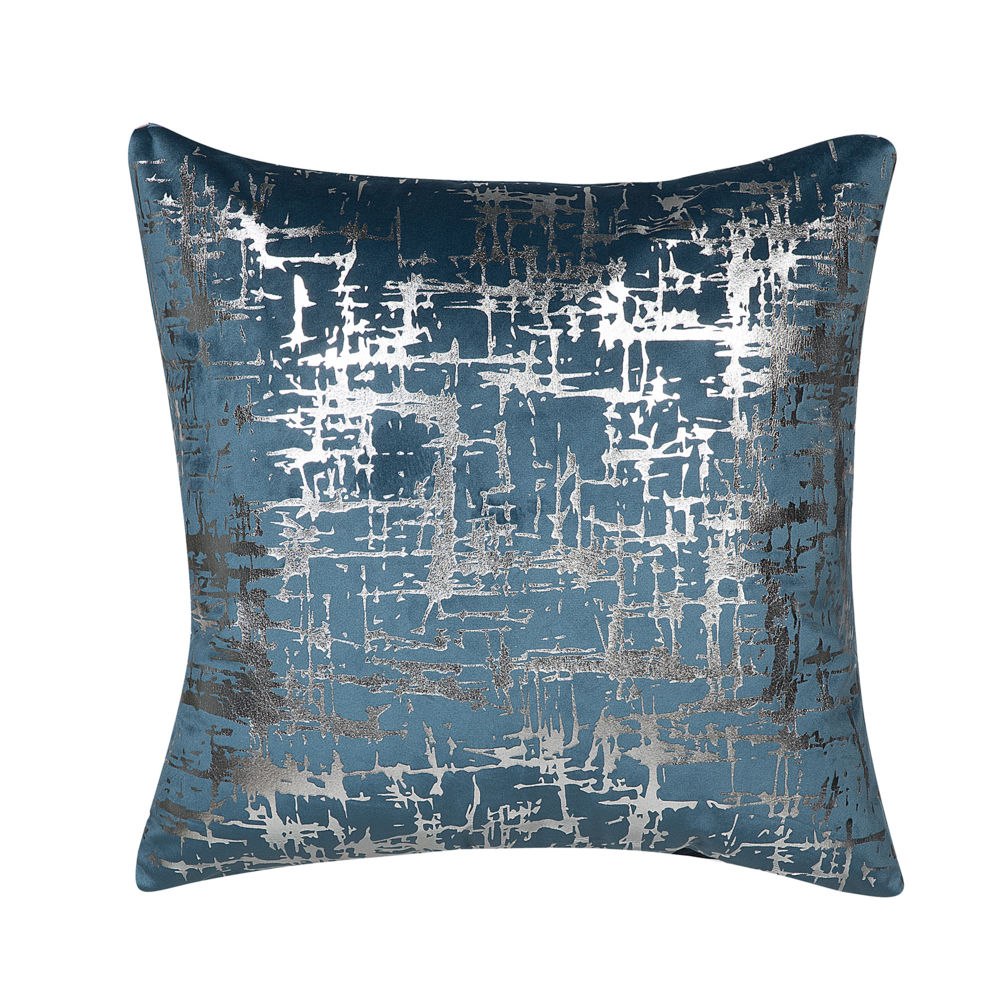 Set di 2 cuscini decorativi Velluto blu Argento effetto craquelé 45 x 45 cm Motivo stampa Accessori arredamento glamour