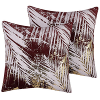 Set di 2 cuscini decorativi motivo foglia di palma bordeaux 45 x 45 cm motivo floreale stampa accessori arredamento glamour