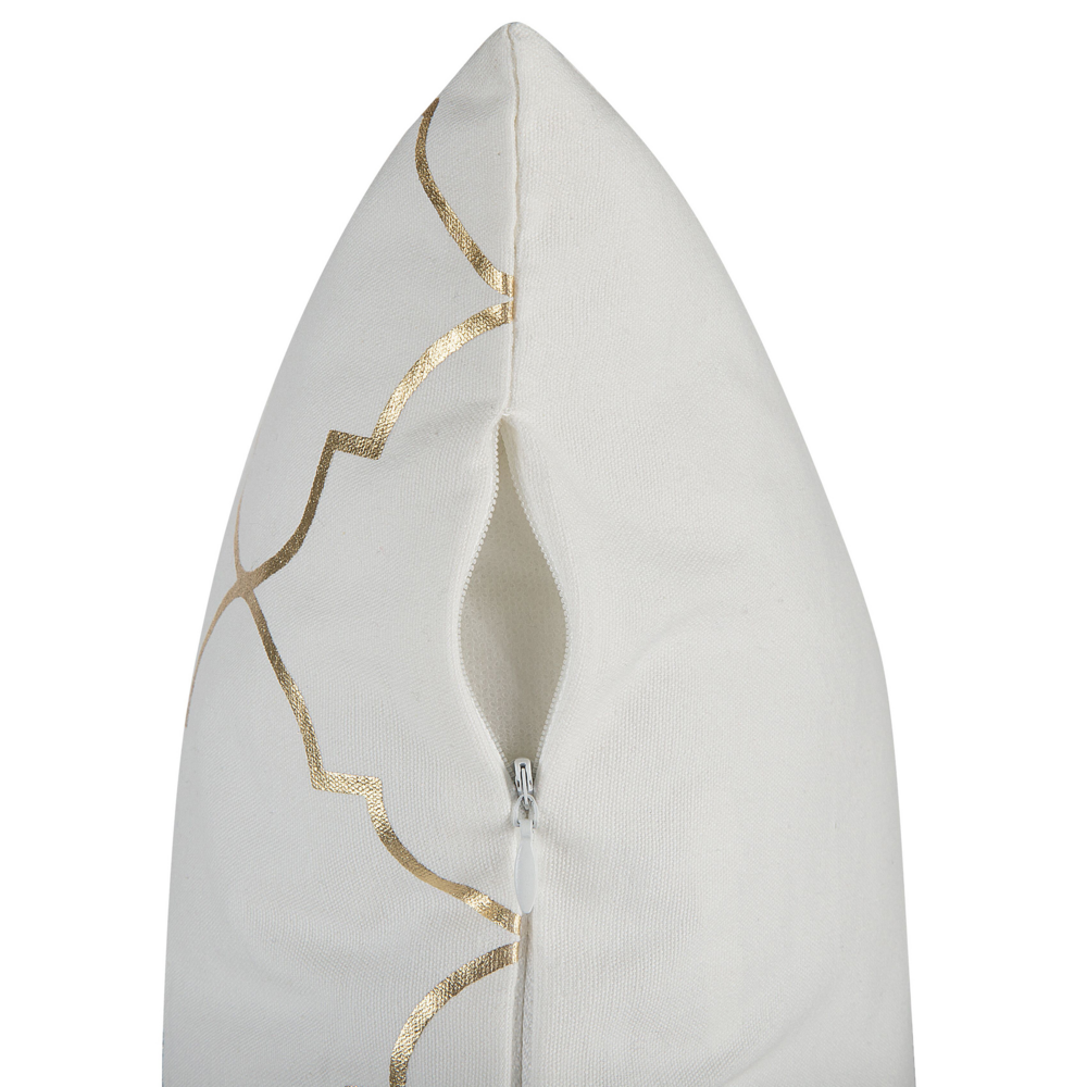 Set di 2 cuscini Decorativi Bianchi con Motivo a geometrico bianco e dorato 45 x 45 cm marocchino accessori glamour arredamento