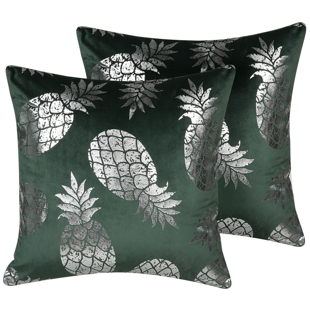 Set di 2 cuscini decorativi Motivo ananas verde 45 x 45 cm stampa Accessori decorativi glamour