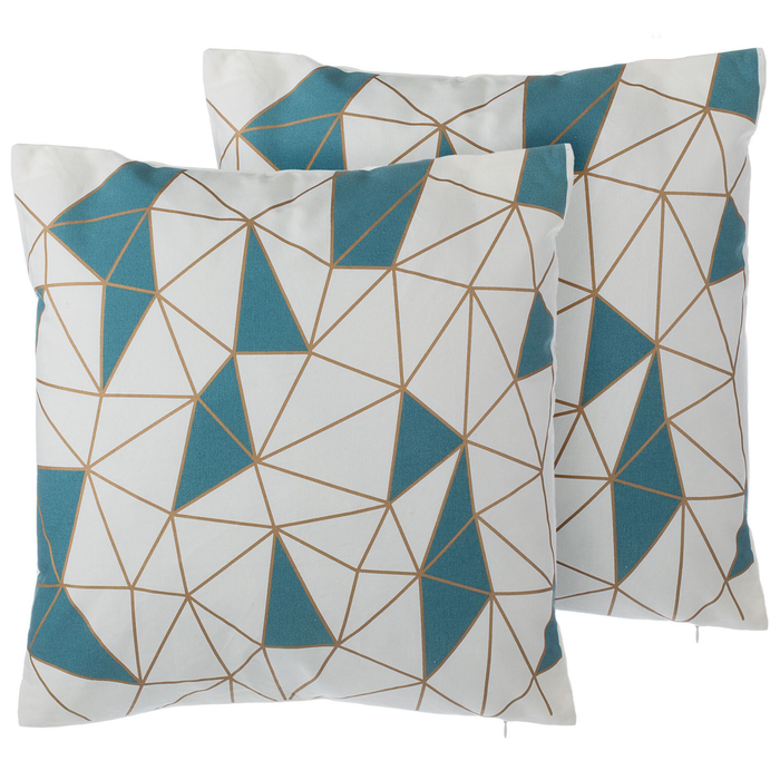 Set di 2 cuscini decorativi in cotone blu motivo geometrico 45 x 45 cm Net Decor Accessori