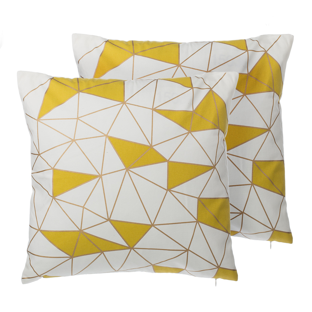 Set di 2 cuscini decorativi in cotone giallo motivo geometrico 45 x 45 cm  Decor Accessori