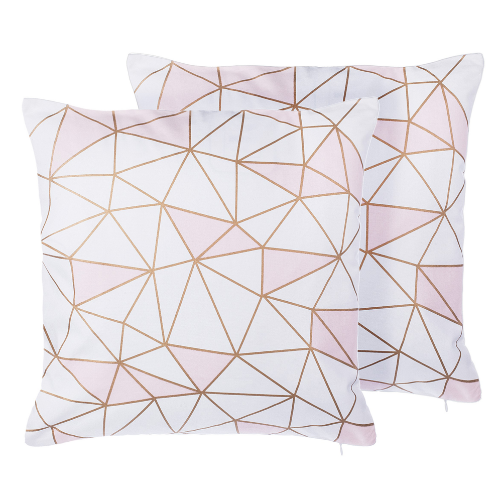 Set di 2 cuscini decorativi in cotone rosa motivo geometrico 45 x 45 cm Decor Accessori