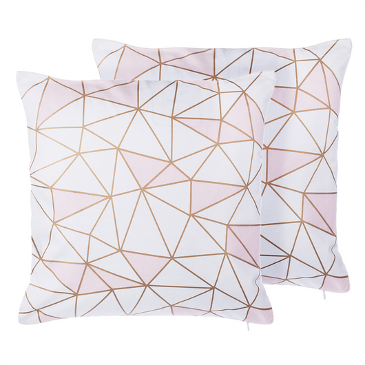 Set di 2 cuscini decorativi in cotone rosa motivo geometrico 45 x 45 cm Decor Accessori