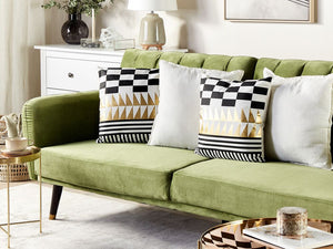 Set di 2 cuscini decorativi in cotone bianco e Nero motivo geometrico 45 x 45 cm Glamour