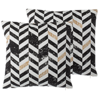 Set di 2 cuscini decorativi in cotone bianco e Nero motivo chevron 45 x 45 cm stampa geometrica glamour