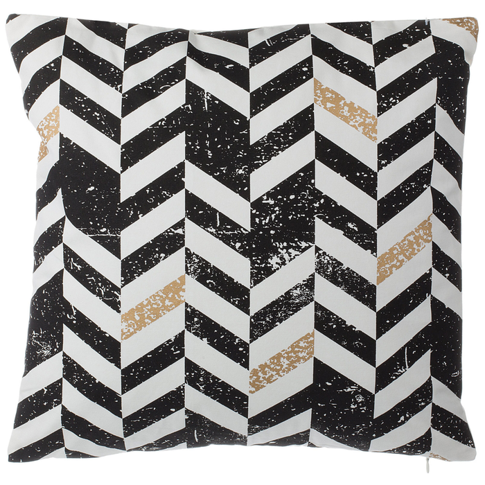 Set di 2 cuscini decorativi in cotone bianco e Nero motivo chevron 45 x 45 cm stampa geometrica glamour