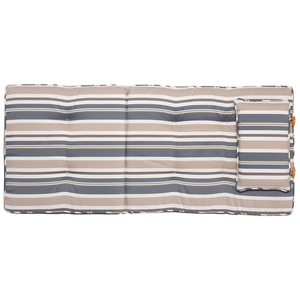 Set di cuscini di ricambio per sedie da esterno in tessuto a righe blu e beige resistente ai raggi UV 8 cuscini con imbottitura spessa