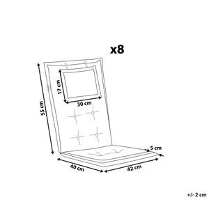 Set di cuscini di ricambio per sedie da esterno in tessuto a righe blu e beige resistente ai raggi UV 8 cuscini con imbottitura spessa