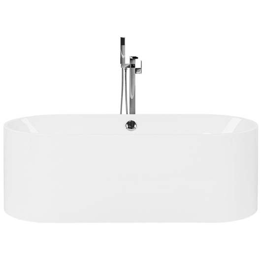 Bagno bianco con argento sanitario acrilico singolo 170 x 75 cm autoportante moderno