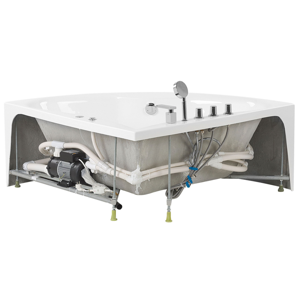 Vasca Idromassaggio Angolare Bianca con Argento Sanitario Acrilico Singolo 133 x 187 cm Idromassaggio Moderno