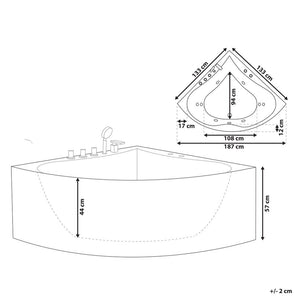 Vasca Idromassaggio Angolare Bianca con Argento Sanitario Acrilico Singolo 133 x 187 cm Idromassaggio Moderno